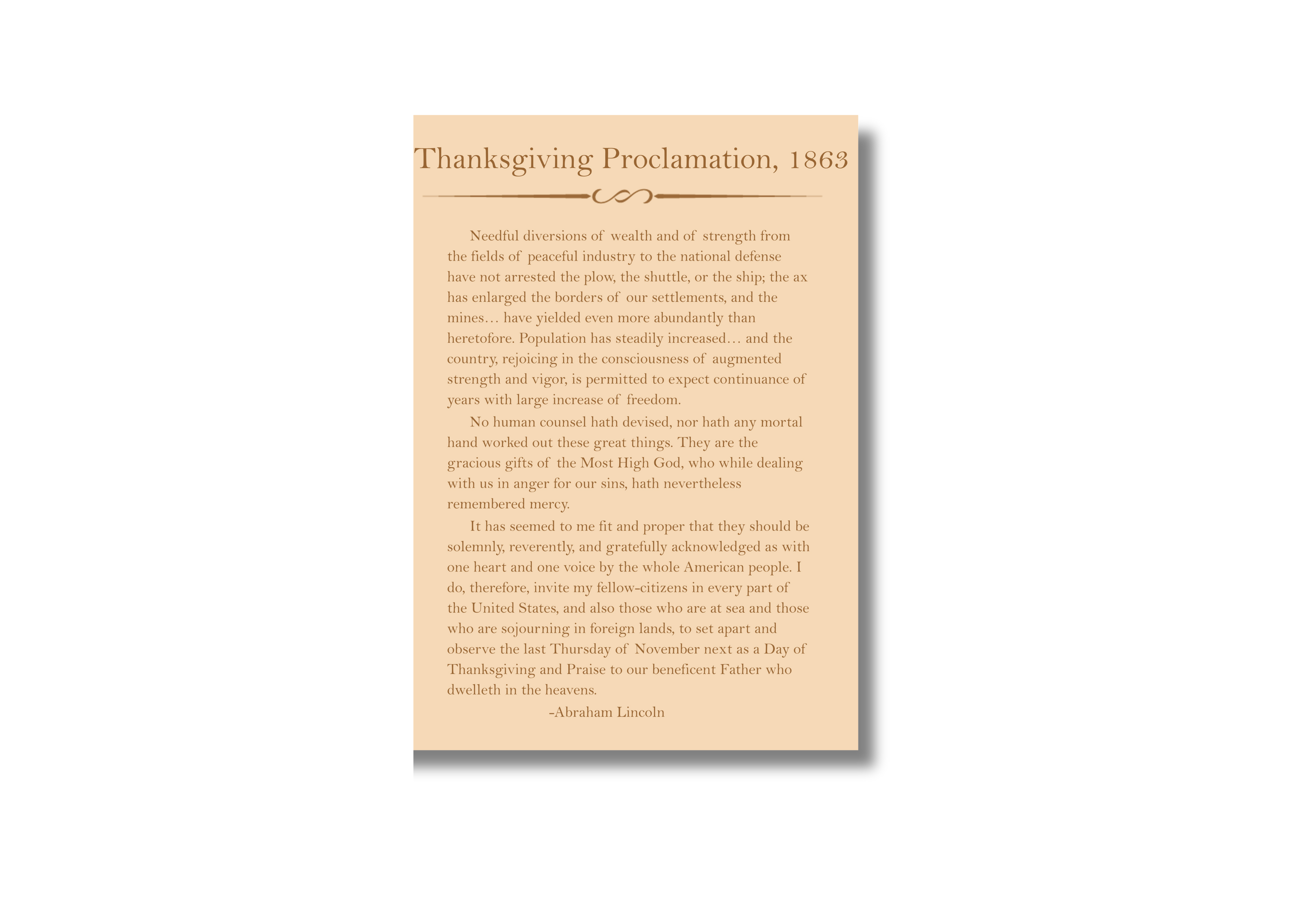 Thanksgiving Proclamation 1863