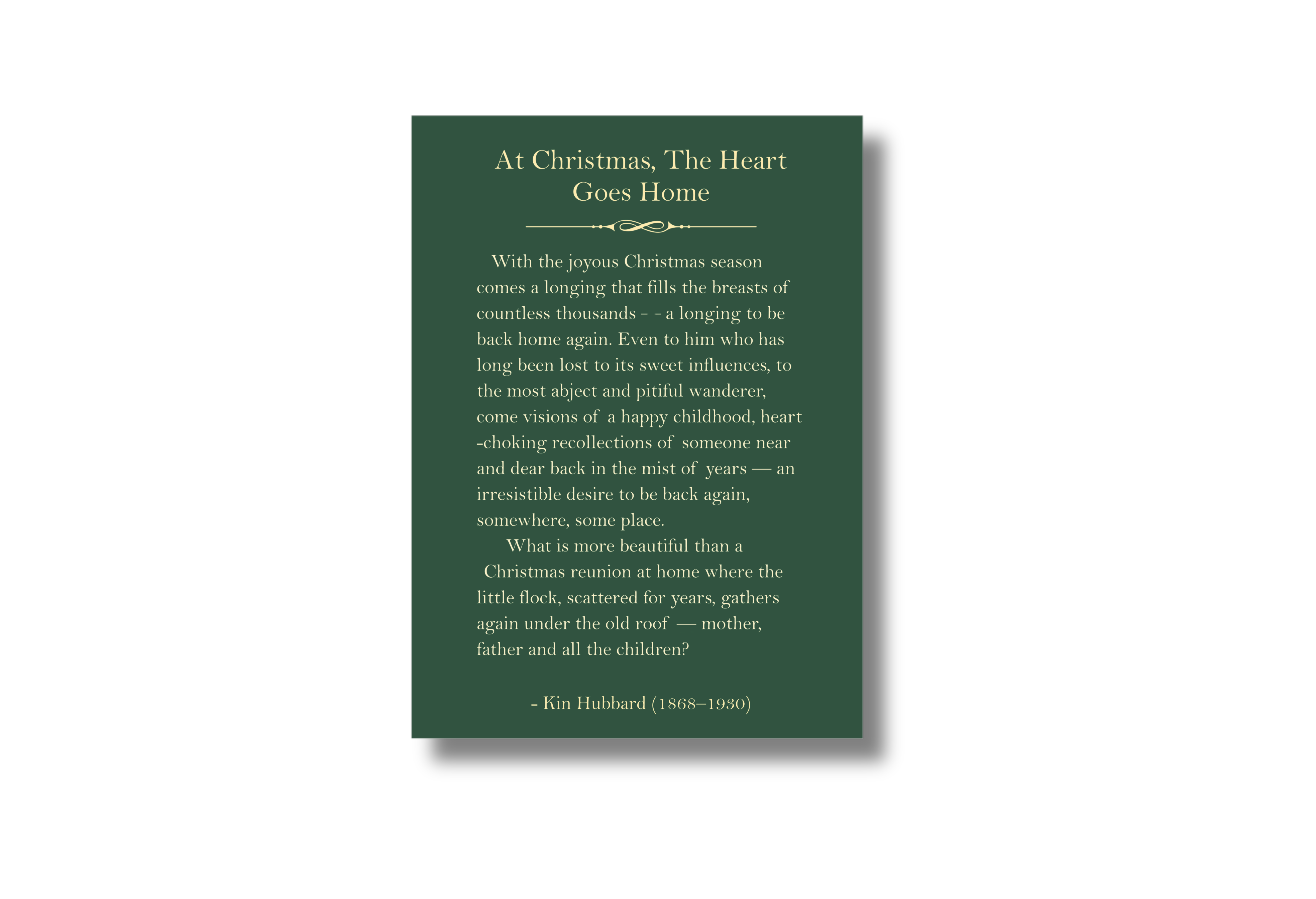 At Christmas the Heart Goes Home Hubbard