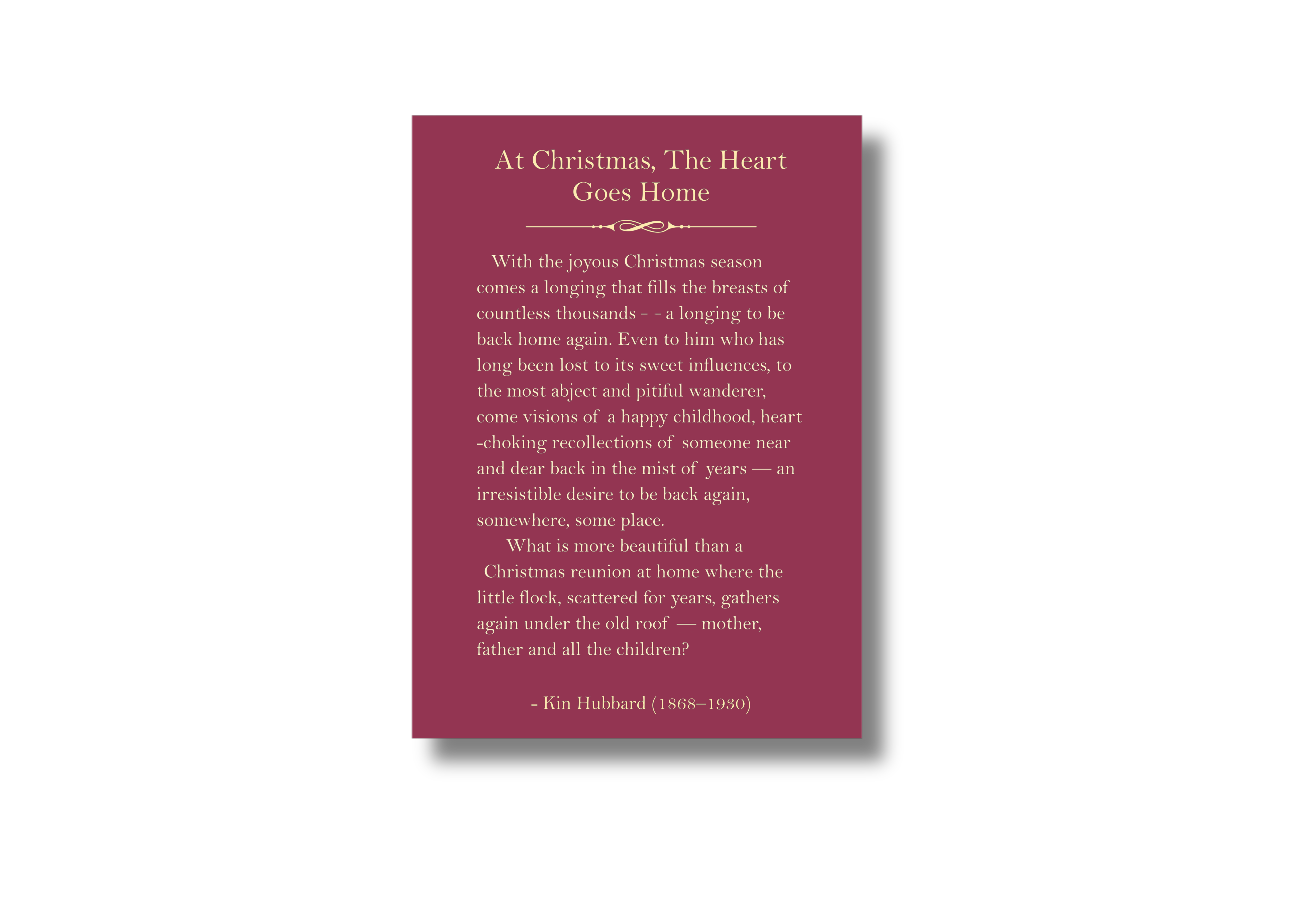 At Christmas the Heart Goes Home Hubbard