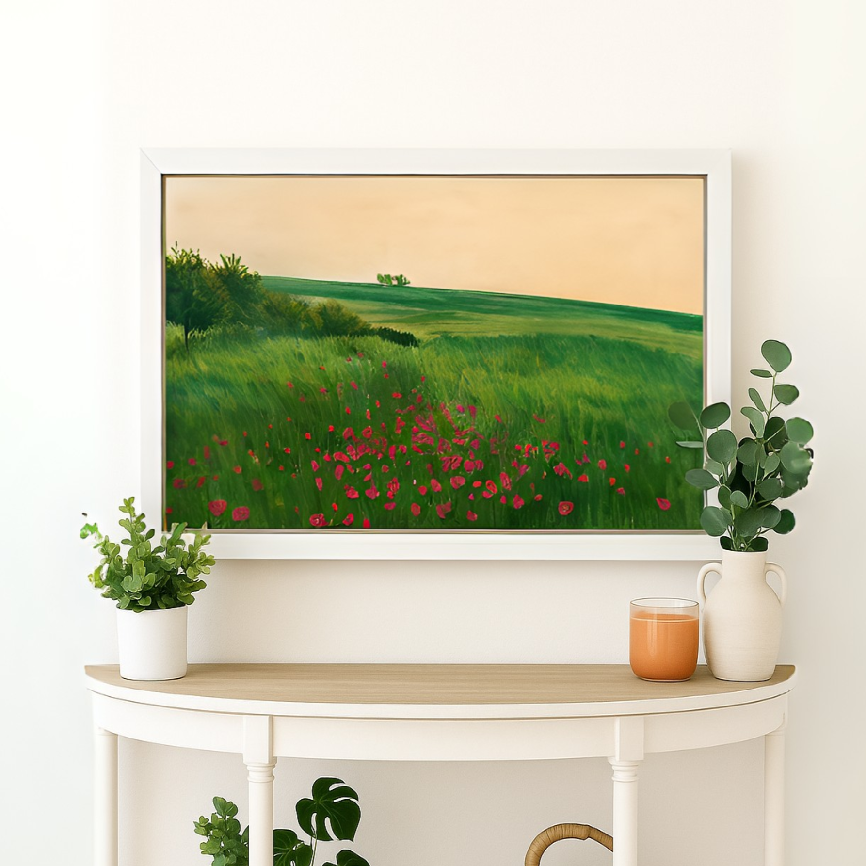 Golden Hour Meadow Canvas Print Painting